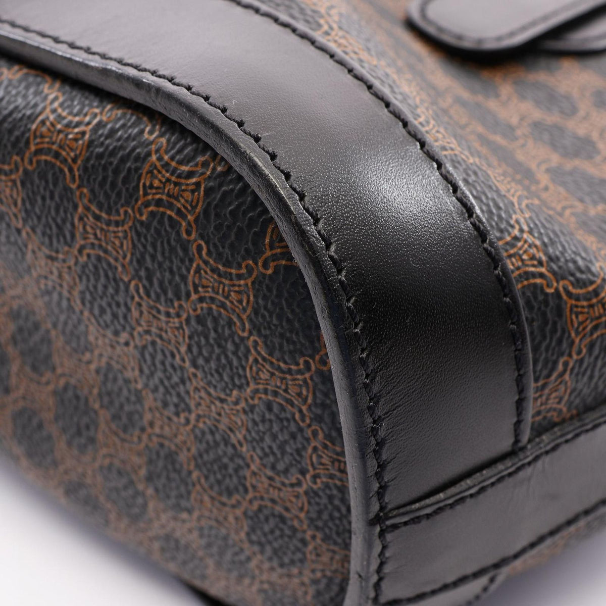 Celine Tote Bag Macadam Brown Black Leather — view 6