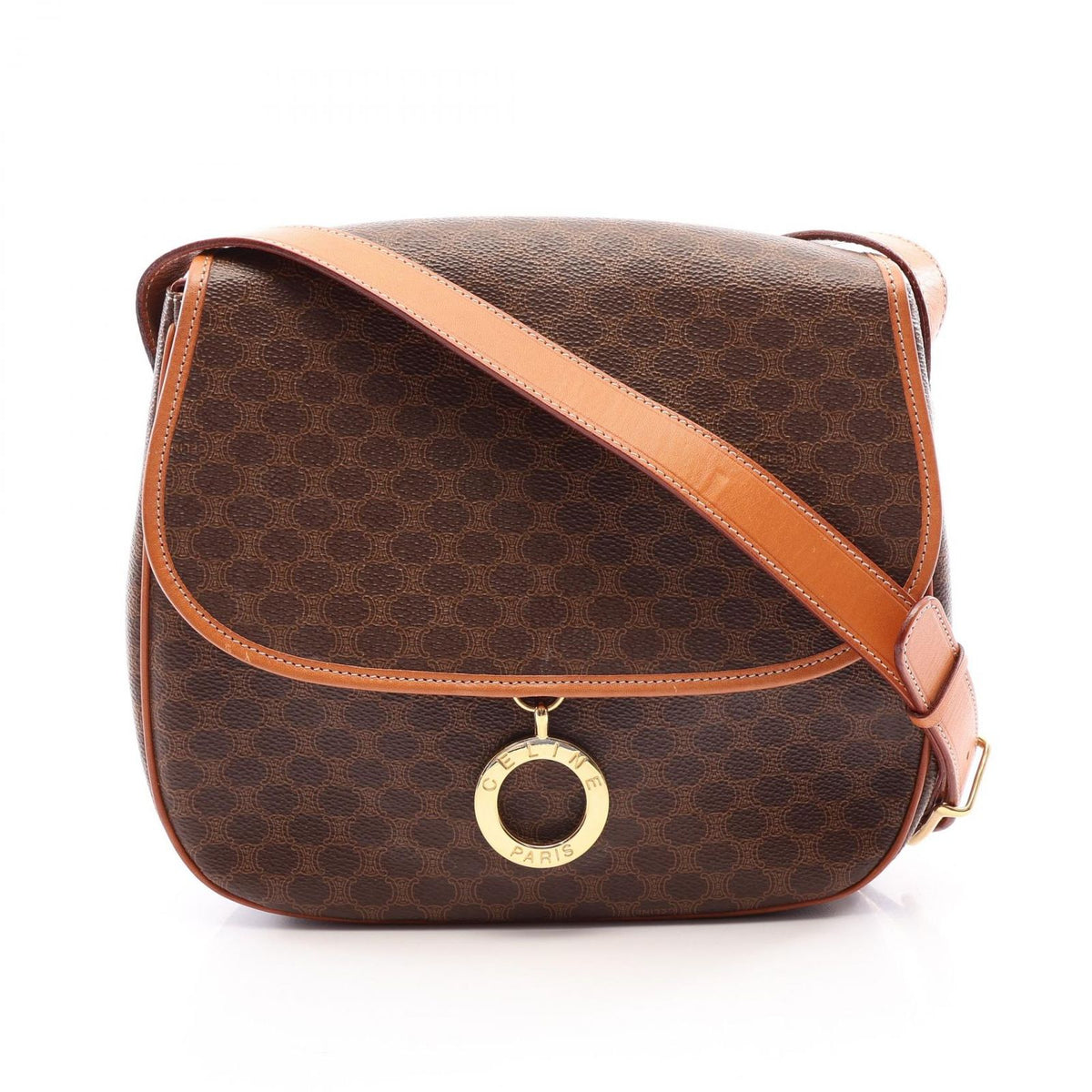Celine Shoulder Bag Macadam Brown Leather