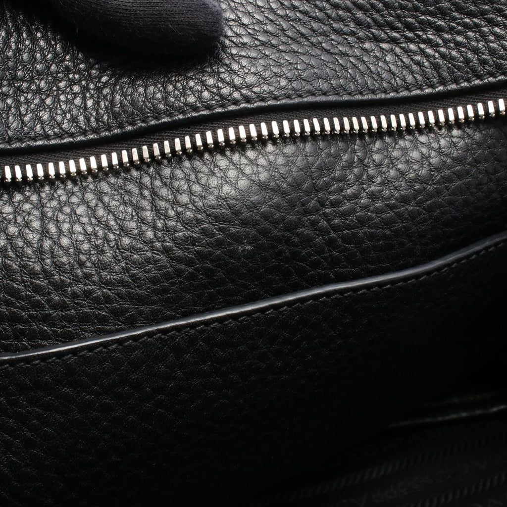Prada Handbag Vitello Phenix Black Leather Metal Logo 2-Way Tote — view 5