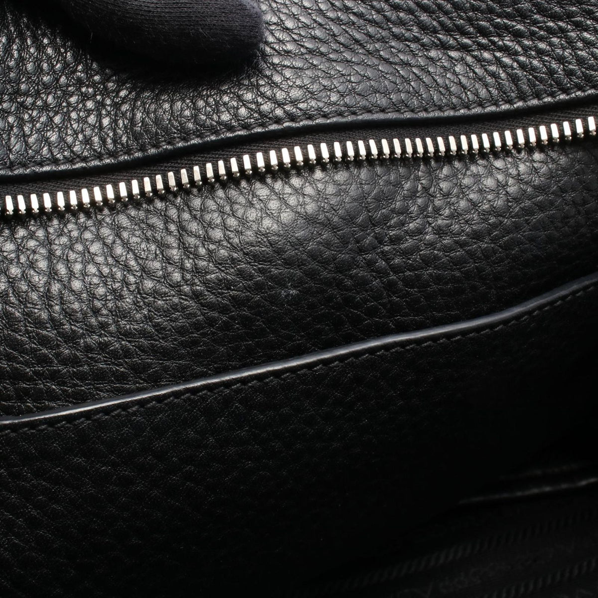 Prada Handbag Vitello Phenix Black Leather Metal Logo 2-Way Tote — view 5
