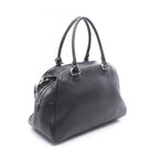 Prada Handbag Vitello Phenix Black Leather Metal Logo 2-Way Tote — view 2