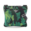 Prada Shoulder Bag Triangle Logo Camouflage Green Nylon Saffiano Leather