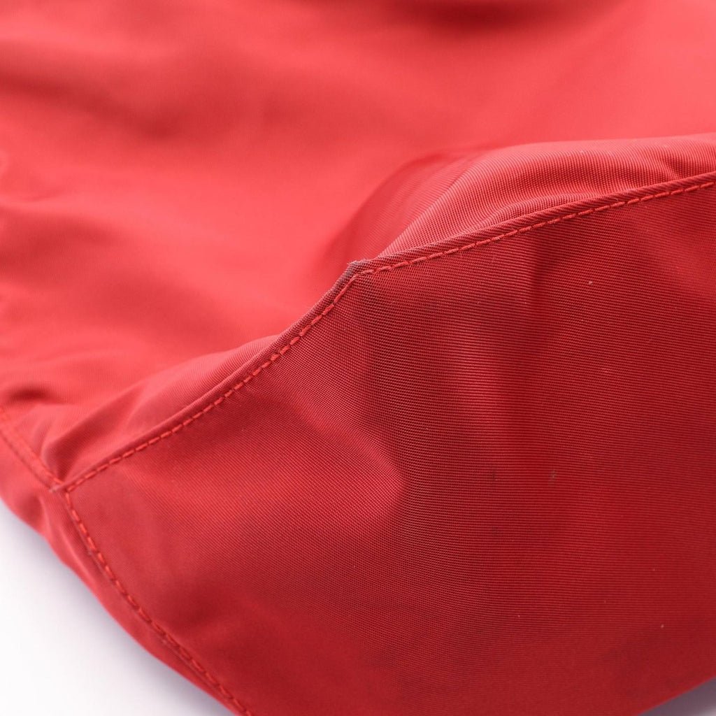 Prada Tote Bag Triangle Logo 2-Way Red Nylon Saffiano Leather — view 6