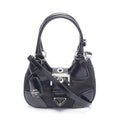 Prada Handbag Black Nylon Leather Re Edition Moon Padded Bag