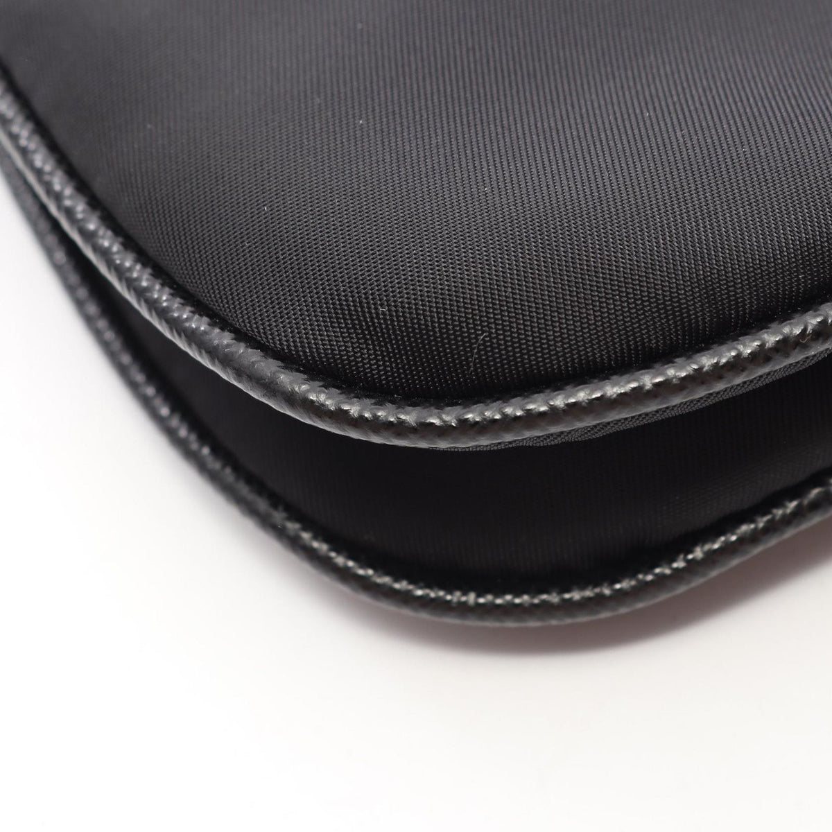 Prada Shoulder Bag Triangle Logo Black Nylon Saffiano Leather — view 5