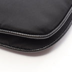 Prada Shoulder Bag Triangle Logo Black Nylon Saffiano Leather — view 6