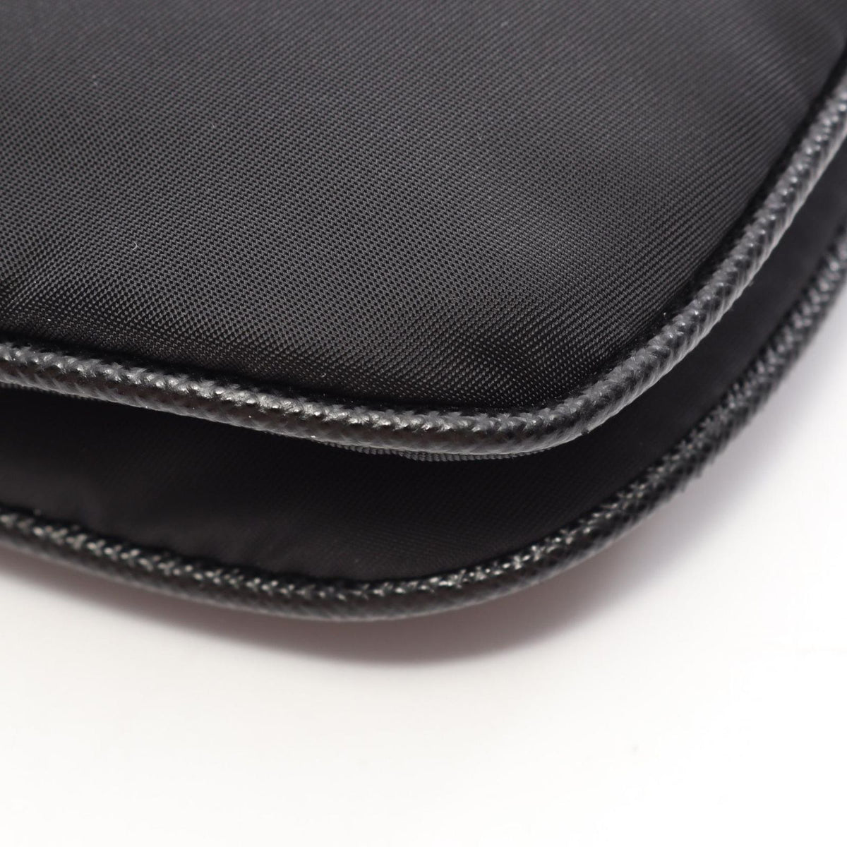 Prada Shoulder Bag Triangle Logo Black Nylon Saffiano Leather — view 6