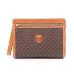 Celine Clutch Macadam with Hand Strap Brown Leather