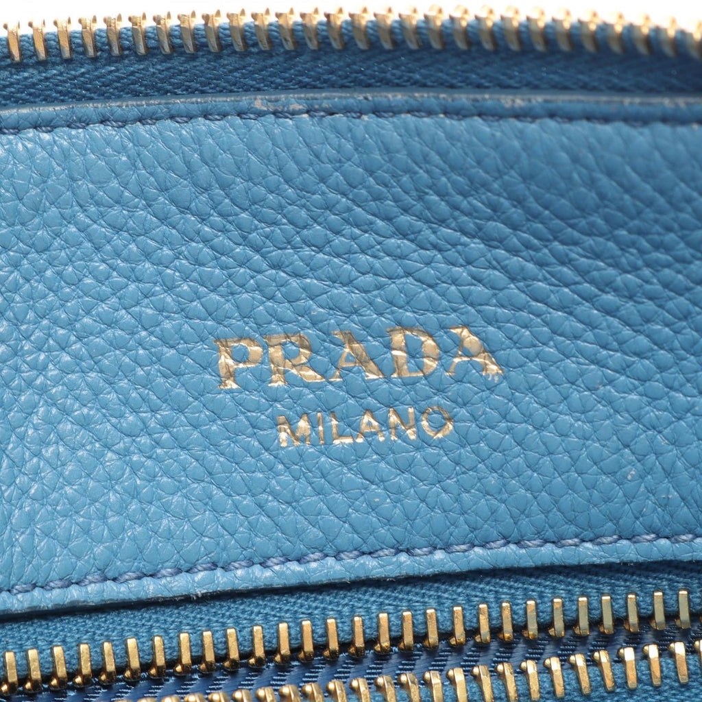 Prada Handbag Triangle Plate 2-Way Light Blue Leather Logo Shoulder — view 4