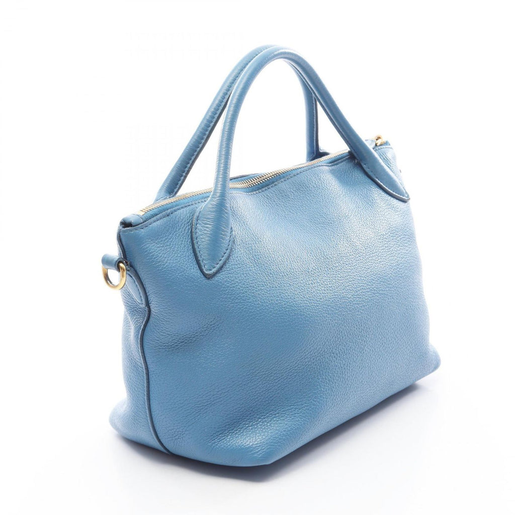 Prada Handbag Triangle Plate 2-Way Light Blue Leather Logo Shoulder — view 2