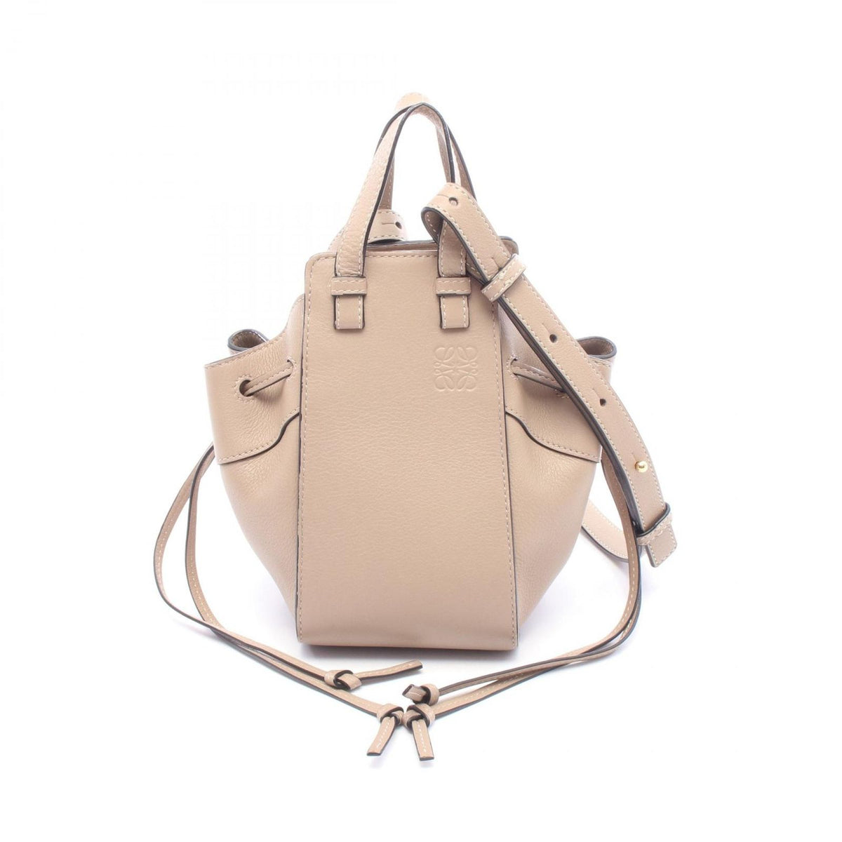 Loewe Handbag Hammock Bag Drawstring Mini 2-Way Beige Leather