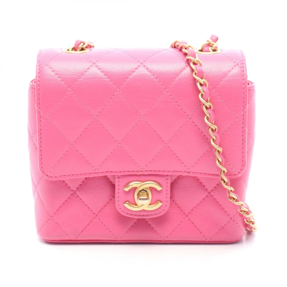 Chanel Shoulder Bag Quilted Small Flap Pink Leather Chain