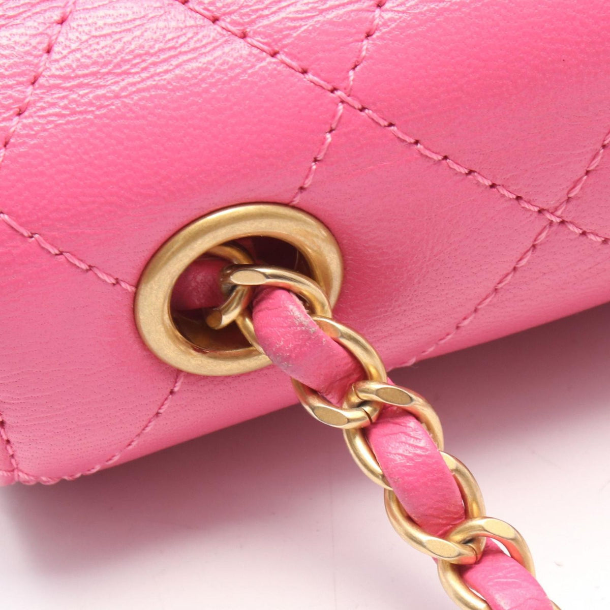 Chanel Shoulder Bag Quilted Small Flap Pink Leather Chain — view 8
