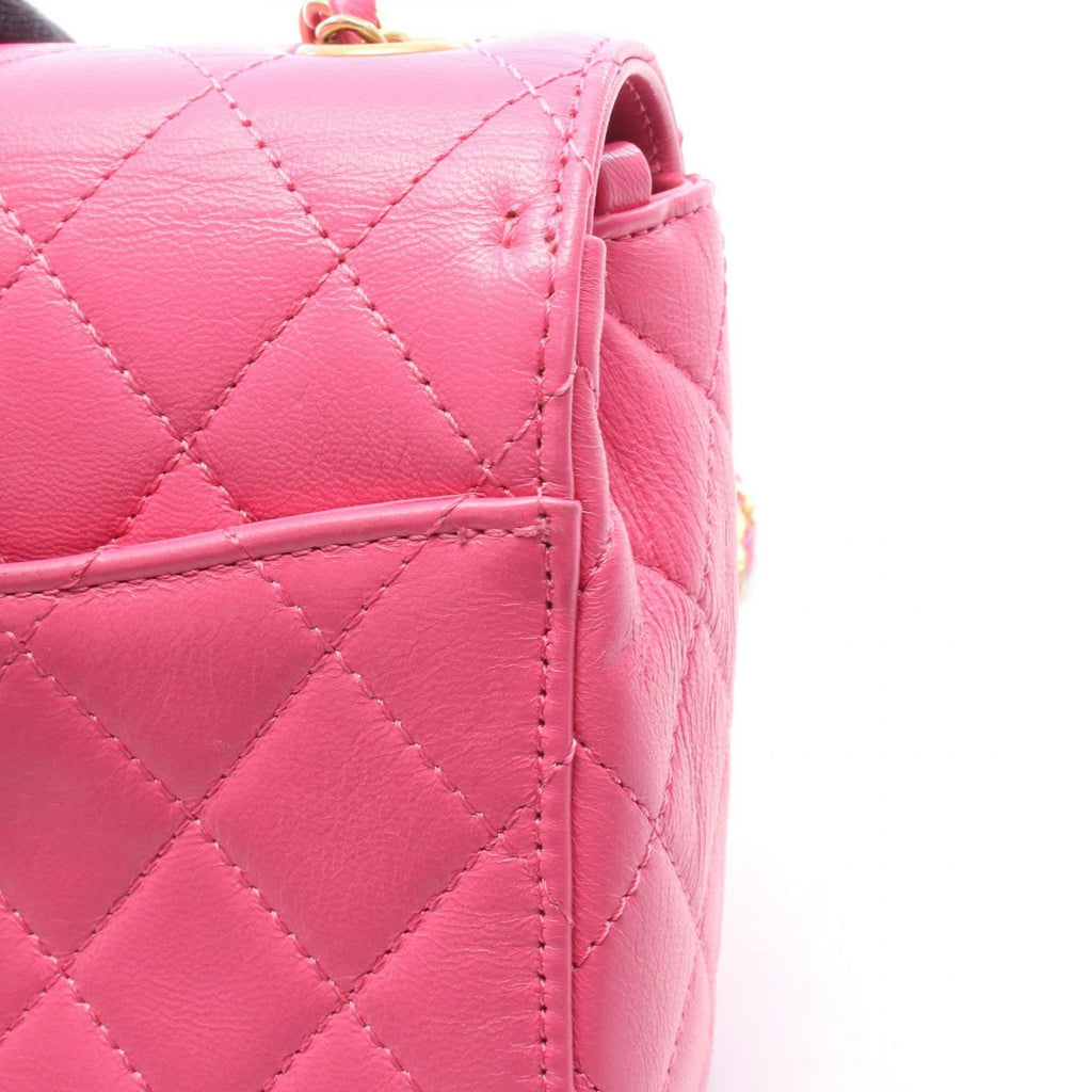 Chanel Shoulder Bag Quilted Small Flap Pink Leather Chain — view 7