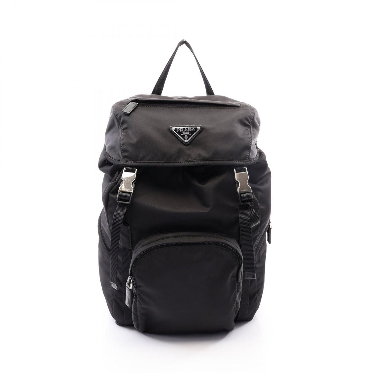 Prada Backpack Re-Nylon Black Nylon Saffiano Leather Triangle Logo
