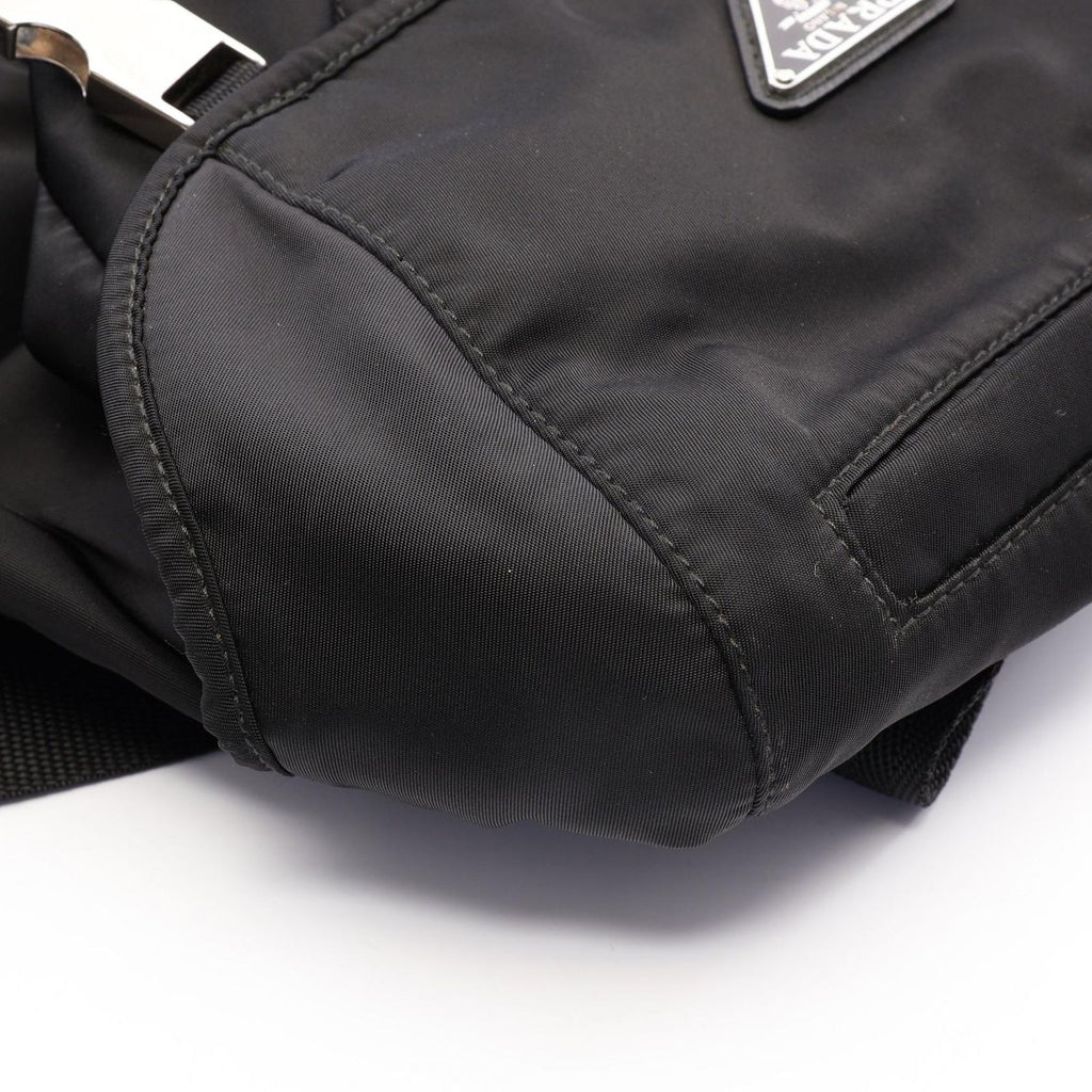 Prada Backpack Re-Nylon Black Nylon Saffiano Leather Triangle Logo — view 7