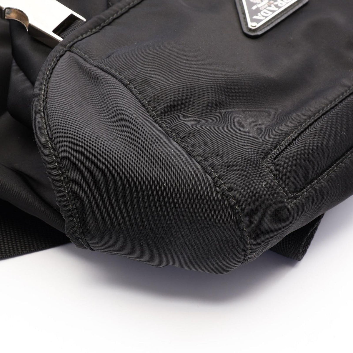 Prada Backpack Re-Nylon Black Nylon Saffiano Leather Triangle Logo — view 7