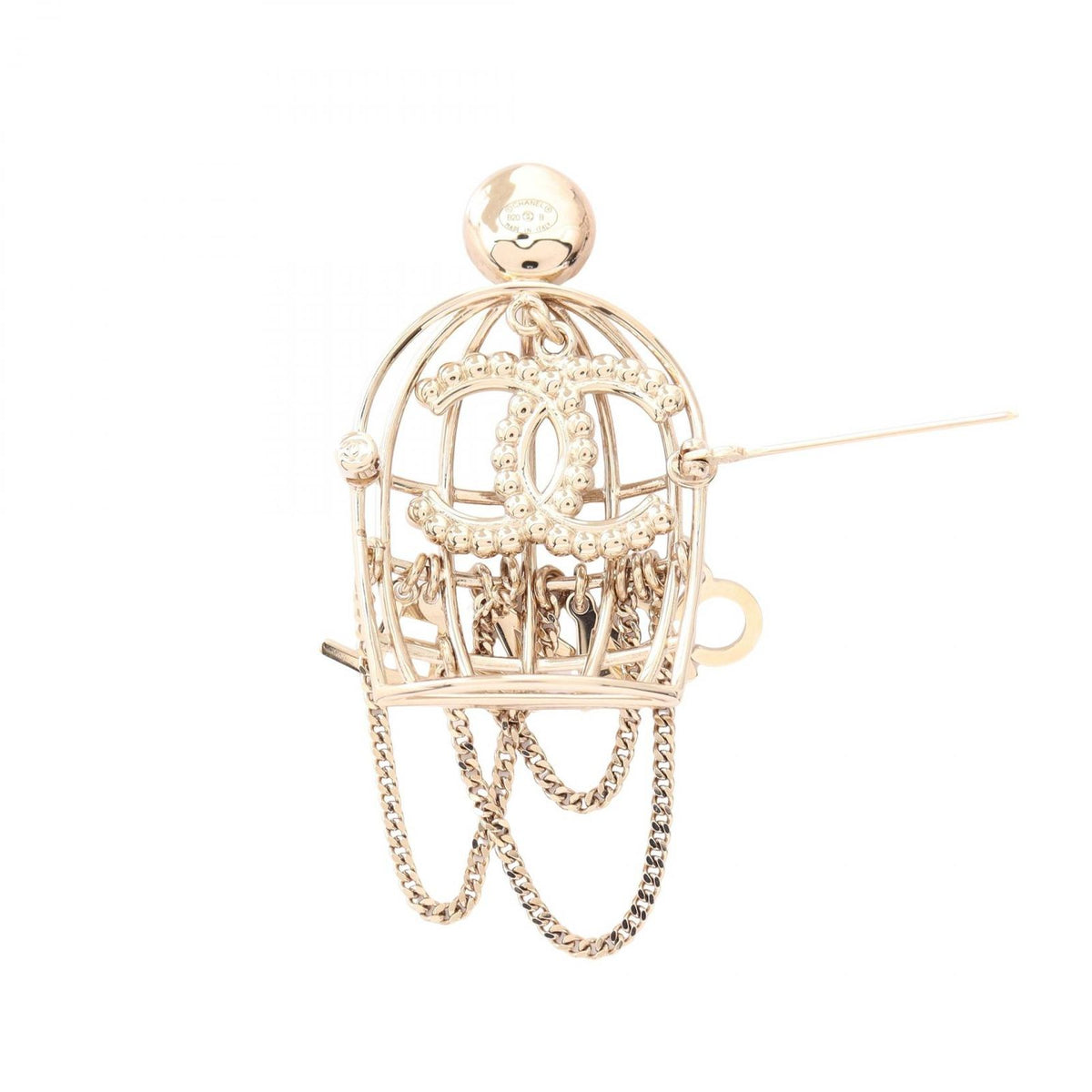 Chanel Brooch CC Logo Birdcage Motif Gold — view 2
