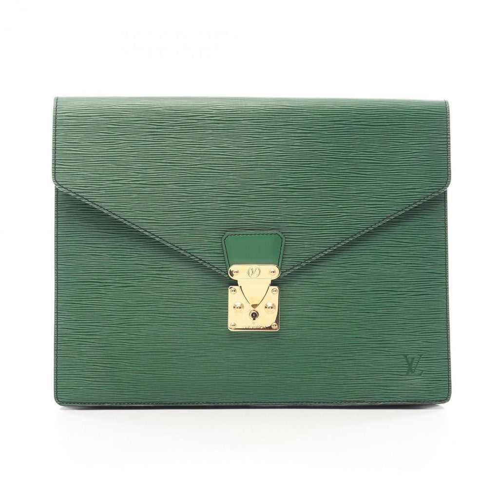 Louis Vuitton Clutch Porte Documents Senatur Borneo Green Leather