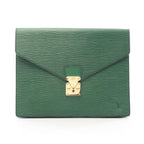 Louis Vuitton Clutch Porte Documents Senatur Borneo Green Leather