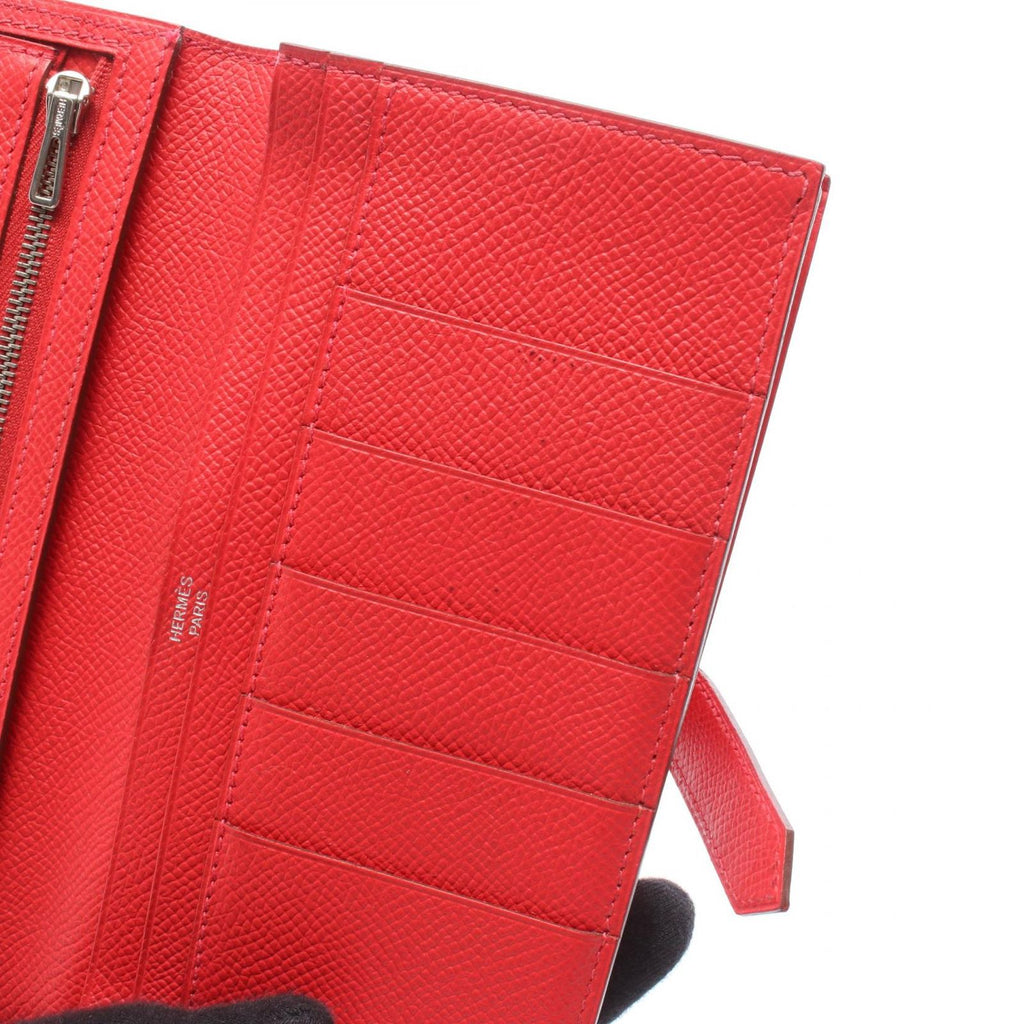 Hermes Bifold Wallet Bearn Soufflet Bougainvillea Leather — view 8