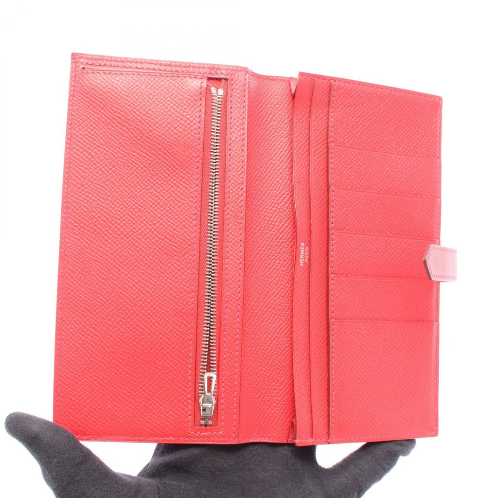 Hermes Bifold Wallet Bearn Soufflet Bougainvillea Leather — view 3