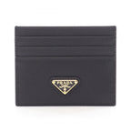 Prada Card Case Saffiano Triang Leather