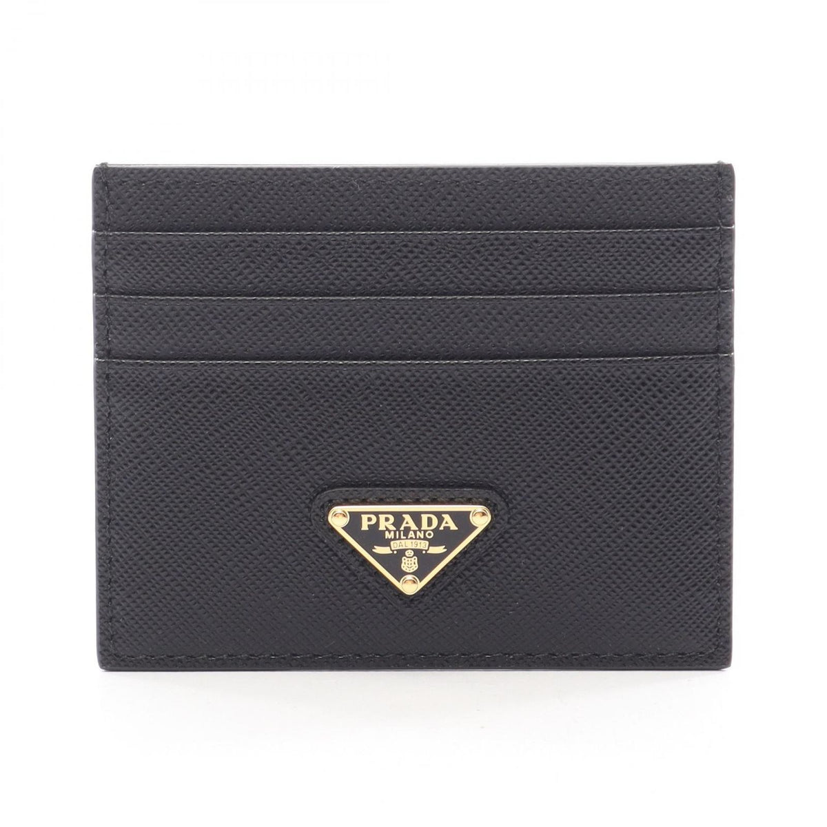 Prada Card Case Saffiano Triang Leather
