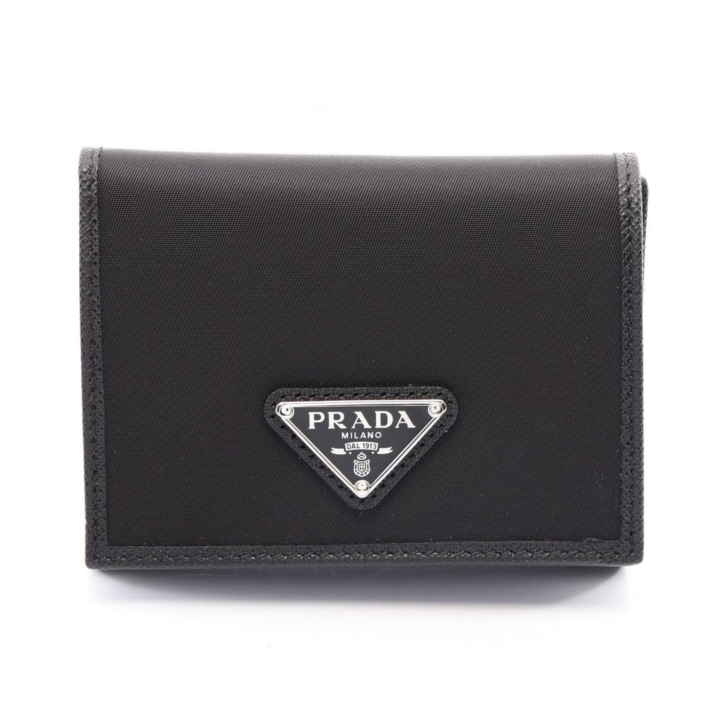 Prada Trifold Wallet Tessuto Saffian Nylon Saffiano Leather