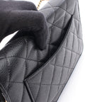 Chanel Shoulder Bag Quilted Black Caviar Leather Chain Wallet — view 6
