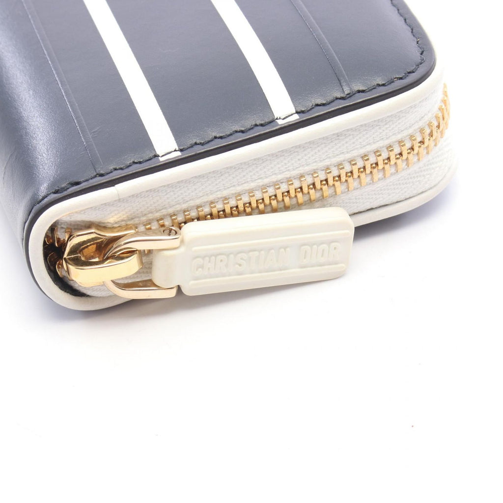 Dior Round Wallet Vibe Navy White Leather Coin Purse — view 6