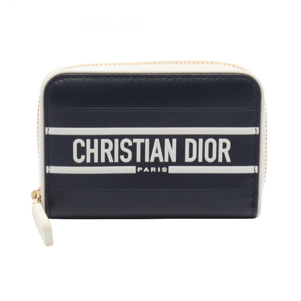 Dior Round Wallet Vibe Navy White Leather Coin Purse