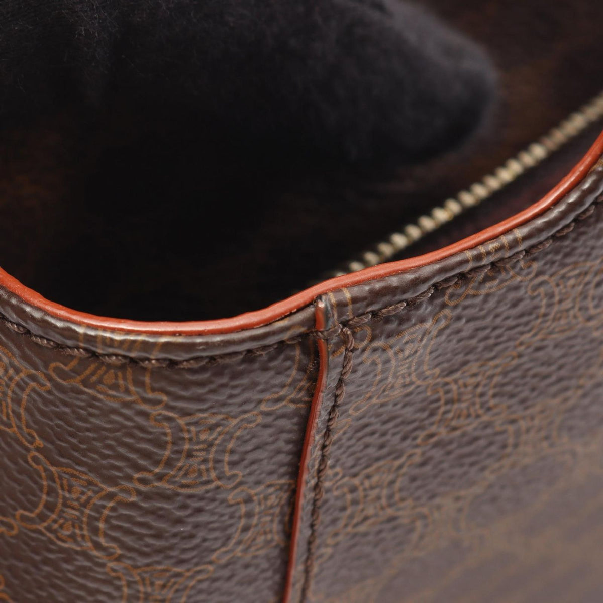 Celine Handbag Macadam Embossed Logo Beige Camel Leather — view 7
