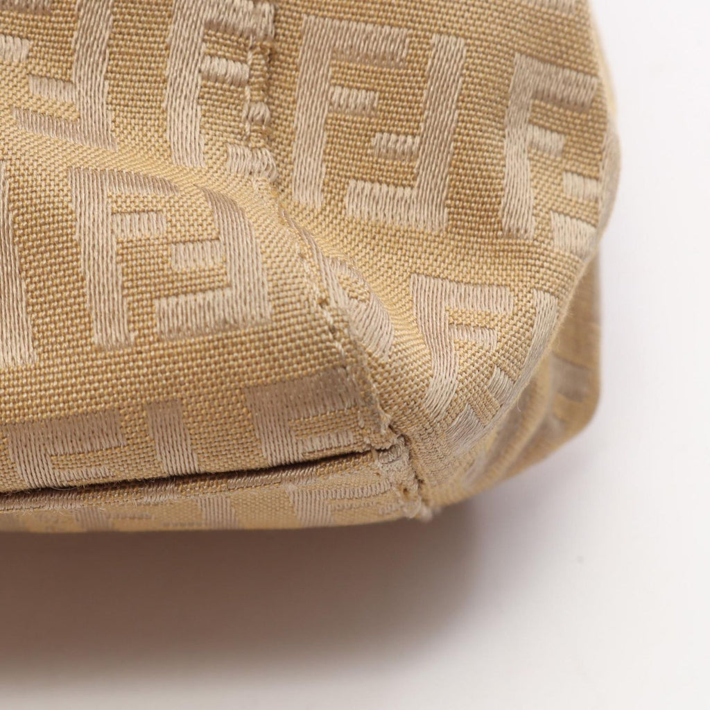 Fendi Handbag Zucchino Beige Camel Canvas Leather — view 6