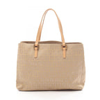 Fendi Handbag Zucchino Beige Camel Canvas Leather