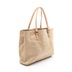 Fendi Handbag Zucchino Beige Camel Canvas Leather — view 2