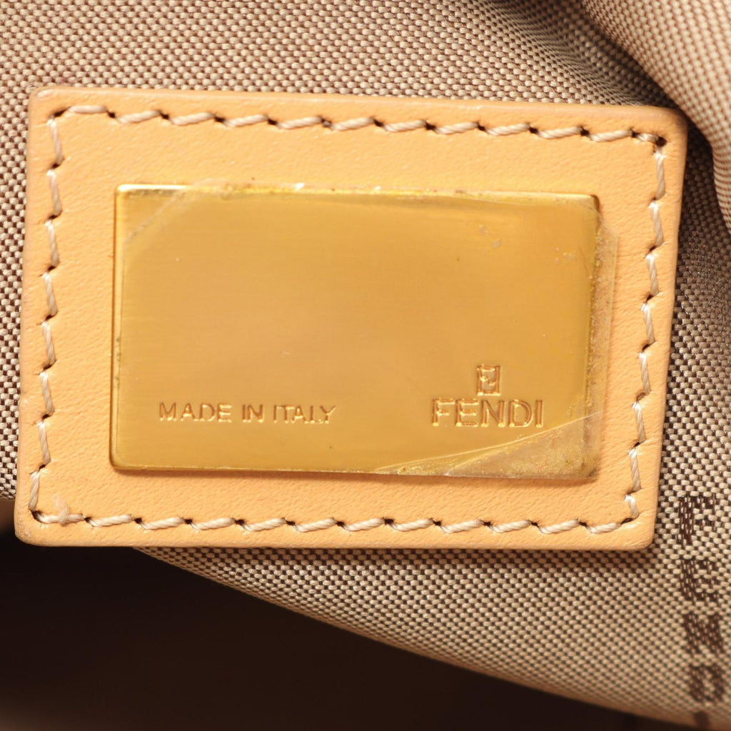Fendi Handbag Zucchino Beige Camel Canvas Leather — view 4