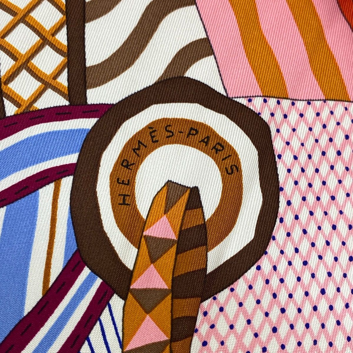 Hermes Scarf Carre 90 Orange Light Blue Multi Imaginary Saddle Silk — view 2