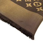 Louis Vuitton Shawl Dark Brown Gold Wool Silk Scarf — view 6
