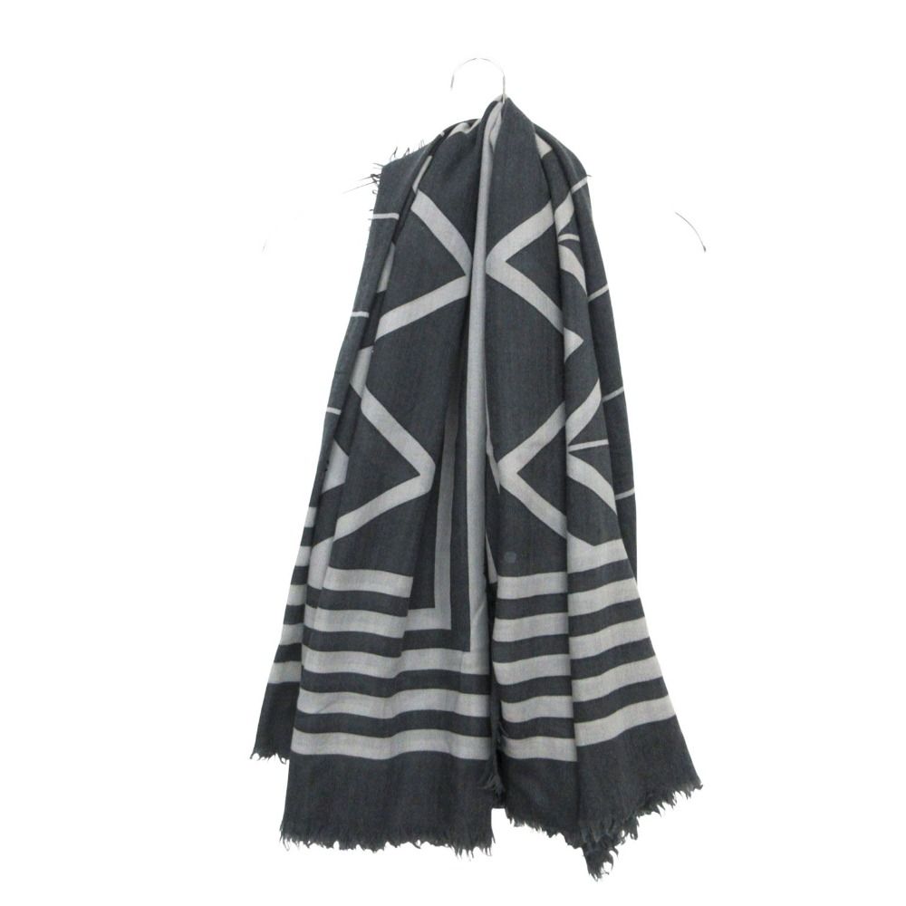 Louis Vuitton Shawl Wool Cotton Logo Large Lightweight Geometric Pattern Gray — view 5
