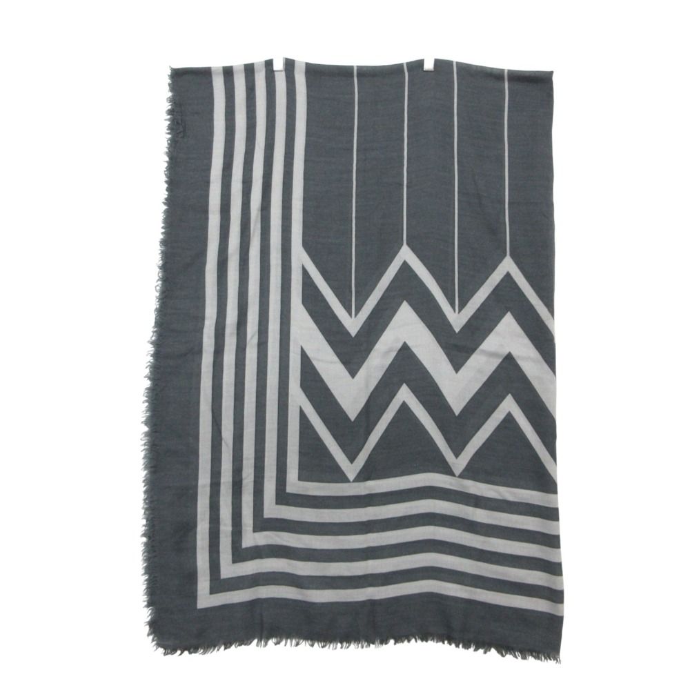 Louis Vuitton Shawl Wool Cotton Logo Large Lightweight Geometric Pattern Gray — view 2