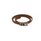 Hermes Bracelet Hapi 3 Leather Silver Buckle Brown