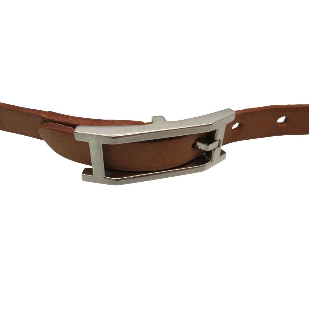 Hermes Bracelet Hapi 3 Leather Silver Buckle Brown — view 6