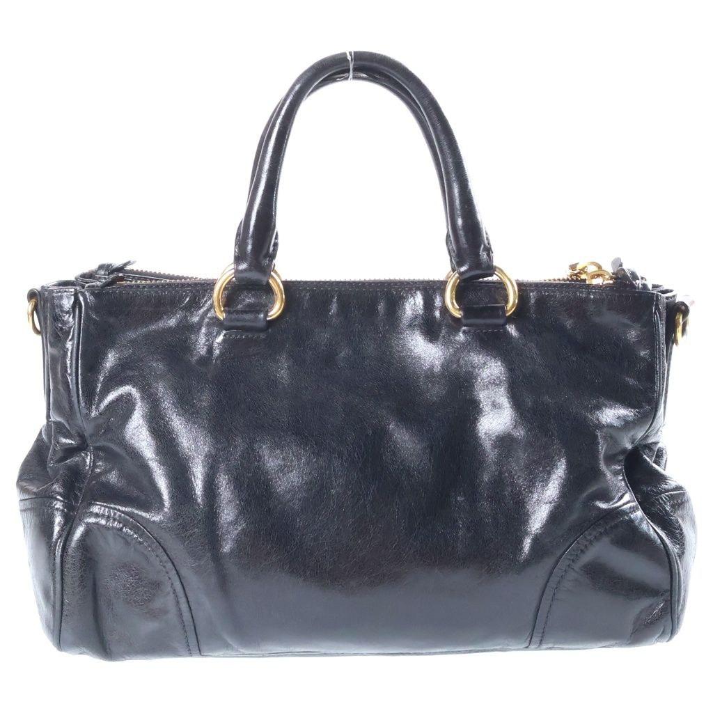 Prada Vitello Shine Handbag 2-Way Shoulder Leather Black — view 2