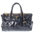 Prada Vitello Shine Handbag 2-Way Shoulder Leather Black