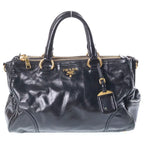 Prada Vitello Shine Handbag 2-Way Shoulder Leather Black