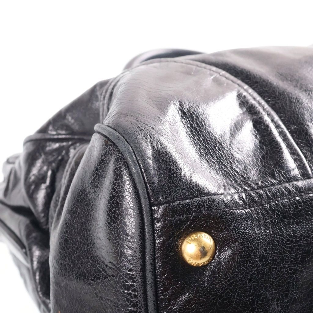 Prada Vitello Shine Handbag 2-Way Shoulder Leather Black — view 5