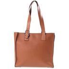 Loewe Buckle Zipper Anagram Logo Leather Tote Bag Silver Brown