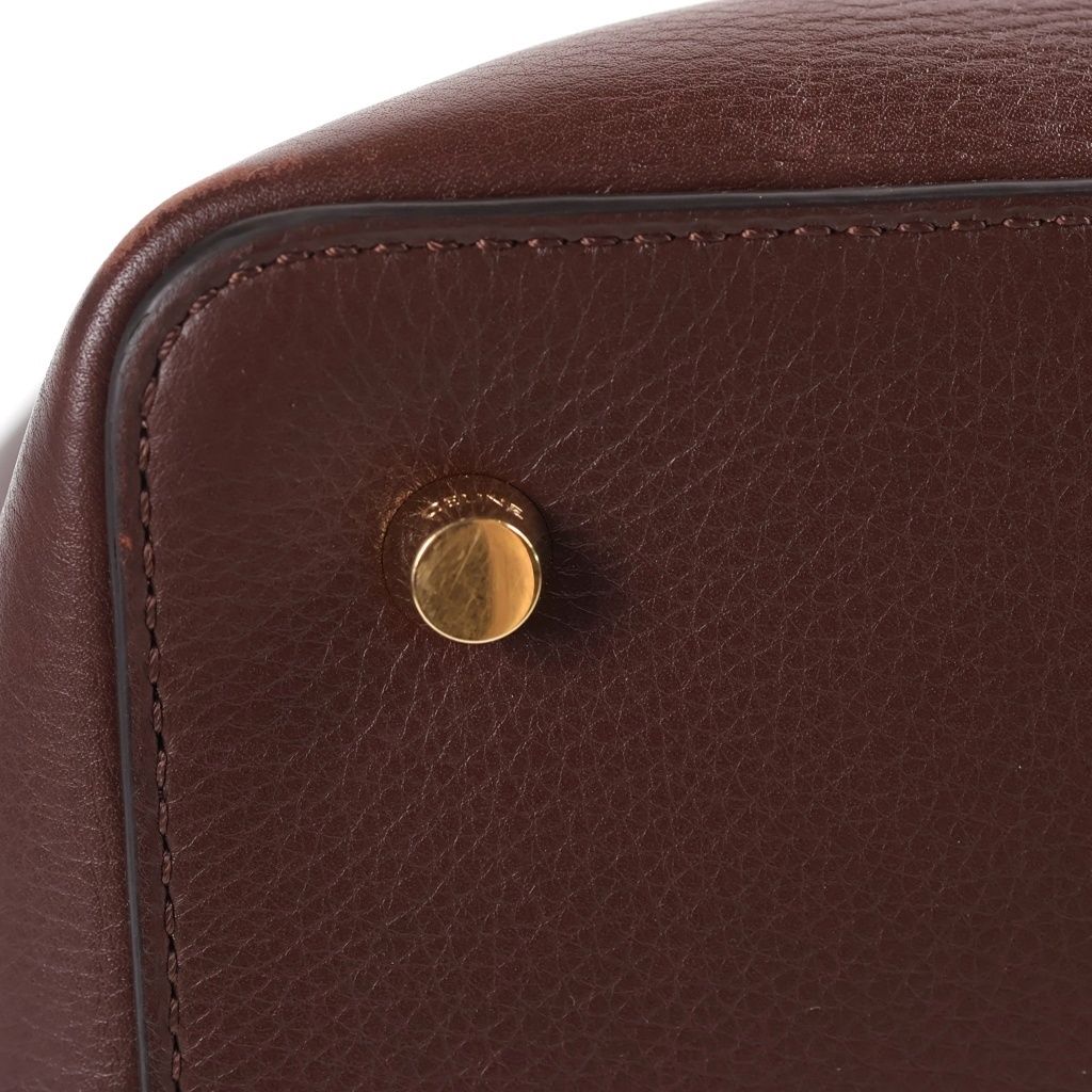 Celine Conti Leather Handbag Gold Brown — view 6
