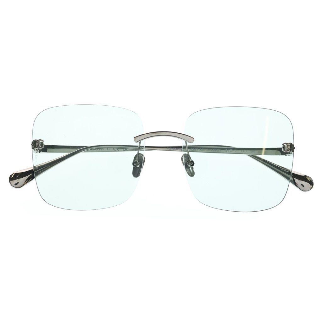 Chanel Sunglasses Square Shape Silver 54 Eyewear
